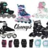 Kleurijke kinderskates en beschermers voor buitenactiviteiten.