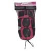 Protectieve set kniebes, elleboog- en polswikkels in roze en zwart voor maximale bescherming tijdens skateboarden.