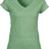 Softgroene V-hals T-shirt voor dames, comfortabel en casual.