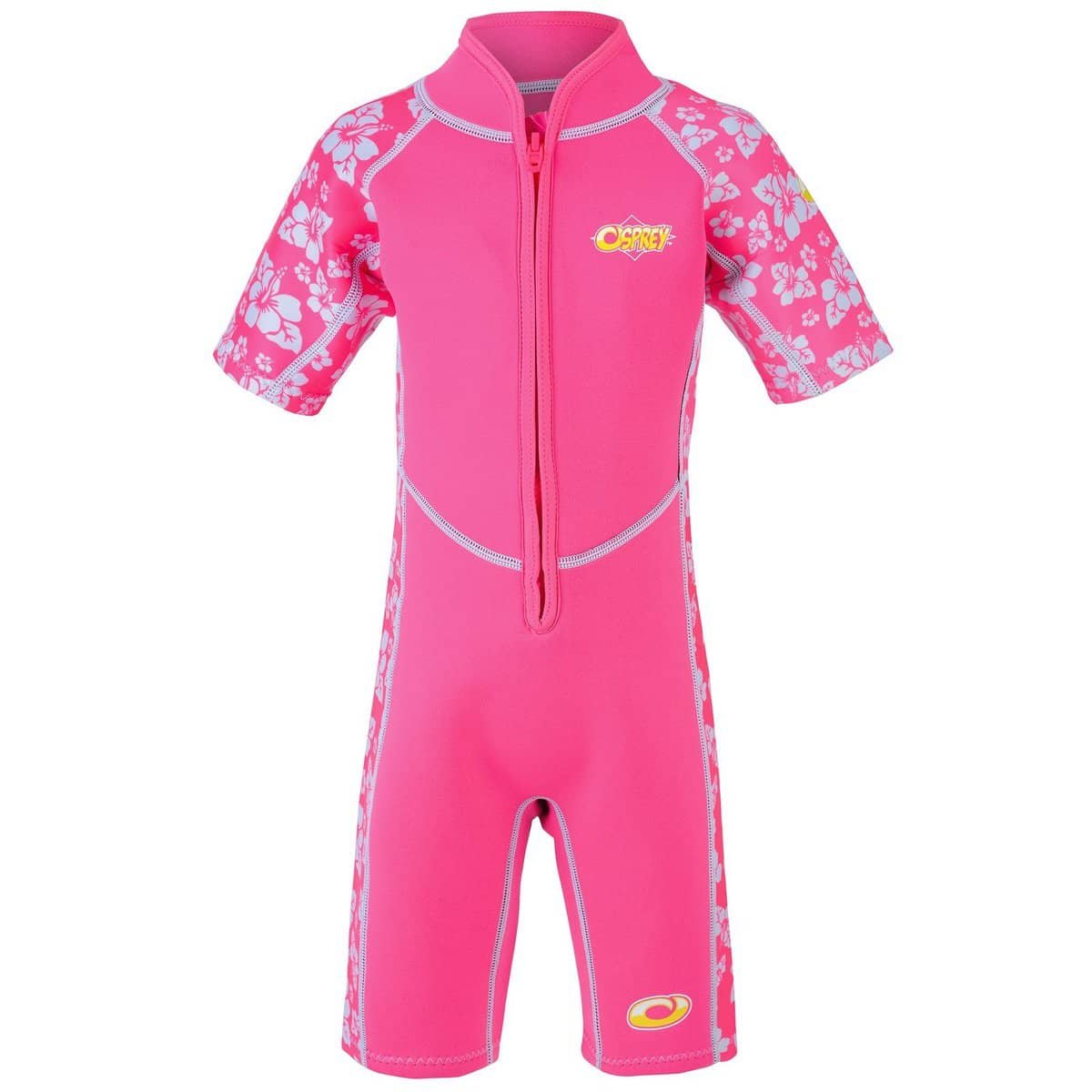 Pink zwemanzug met bloemenprint voor kinderen.