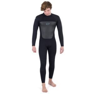 Compressie wetsuit met lange mouwen en geïntegreerd rugscherm voor watersport en buitenactiviteiten.