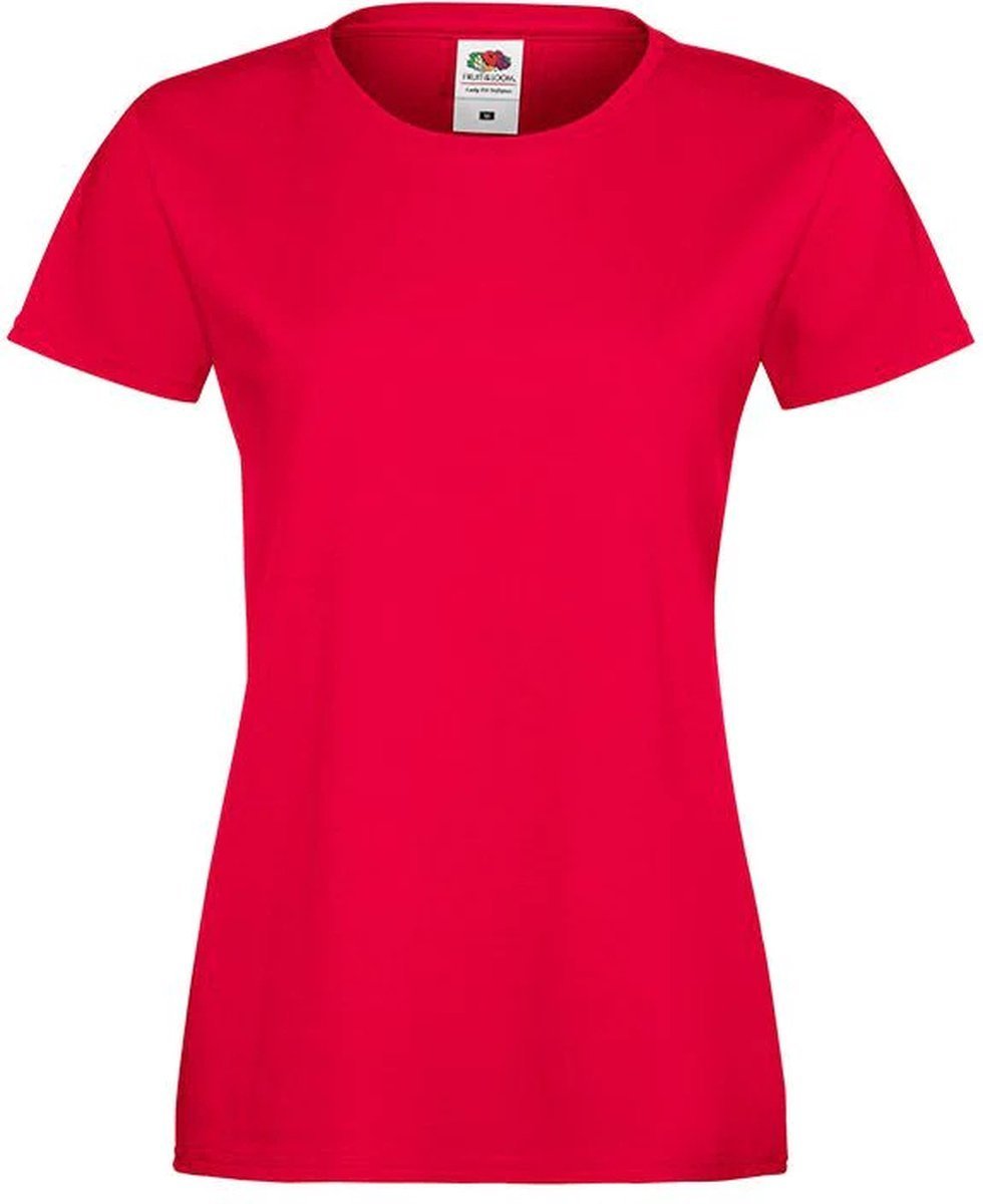 Rode dames t-shirt, comfortabel en stijlvol, perfect voor elke gelegenheid.
