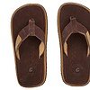 Brown slippers with beige straps and textured soles, ideal for outdoor leisure activities.