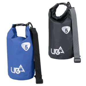 Waterdichte rugzak UGS Water Resistant 5, blauw en zwart, voor buitenplezier en sportsessies.
