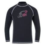 Rashguard met Asprey logo in zwart en roze voor surfen en watersport.