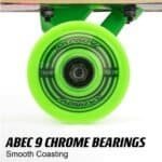 Geweldige skatewielen met ABEC 9 Chrome lager voor soepele ritten en duurzaamheid.