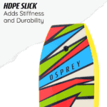 Kleurruige skateboard met Osprey logo en geometrisch patroon, ideaal voor buitenactiviteiten.