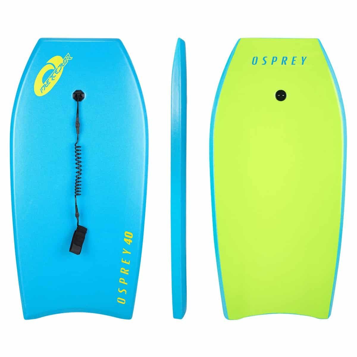 Opblaasbare surfplank blauw en groen voor actief watersportplezier.