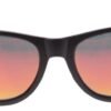 Klassieke zwarte sunglasses met spiegelende balkenbrilglas voor buitenactiviteiten.