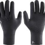 Black waterproof gloves for outdoor activities, flexible and comfortable.