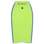 Grote groene skateboard met blauwe rand en Osprey logo.