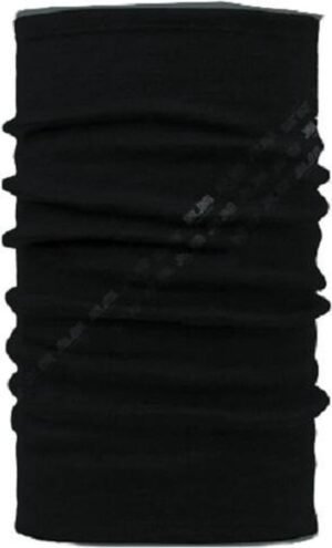 Zwarte multifunctionele snood voor winter en outdooractiviteiten.