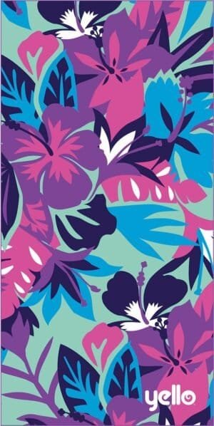 Vrolijke tropical bloemen en vlinders in felle kleuren voor zomerdecoratie.