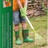 Speelgoed tuingereedschap voor kinderen in groen en geel, geschikt voor buiten inclusief rugzak.