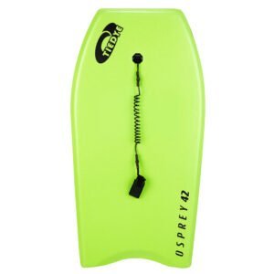 Schwimmhilfe met leash in fluorescerend geel, ideaal voor watersport en recreatie.