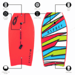 Redosurfboard met kleurrijk ontwerp en leash voor buitenplezier, geschikt voor alle vaardigheidsniveaus.