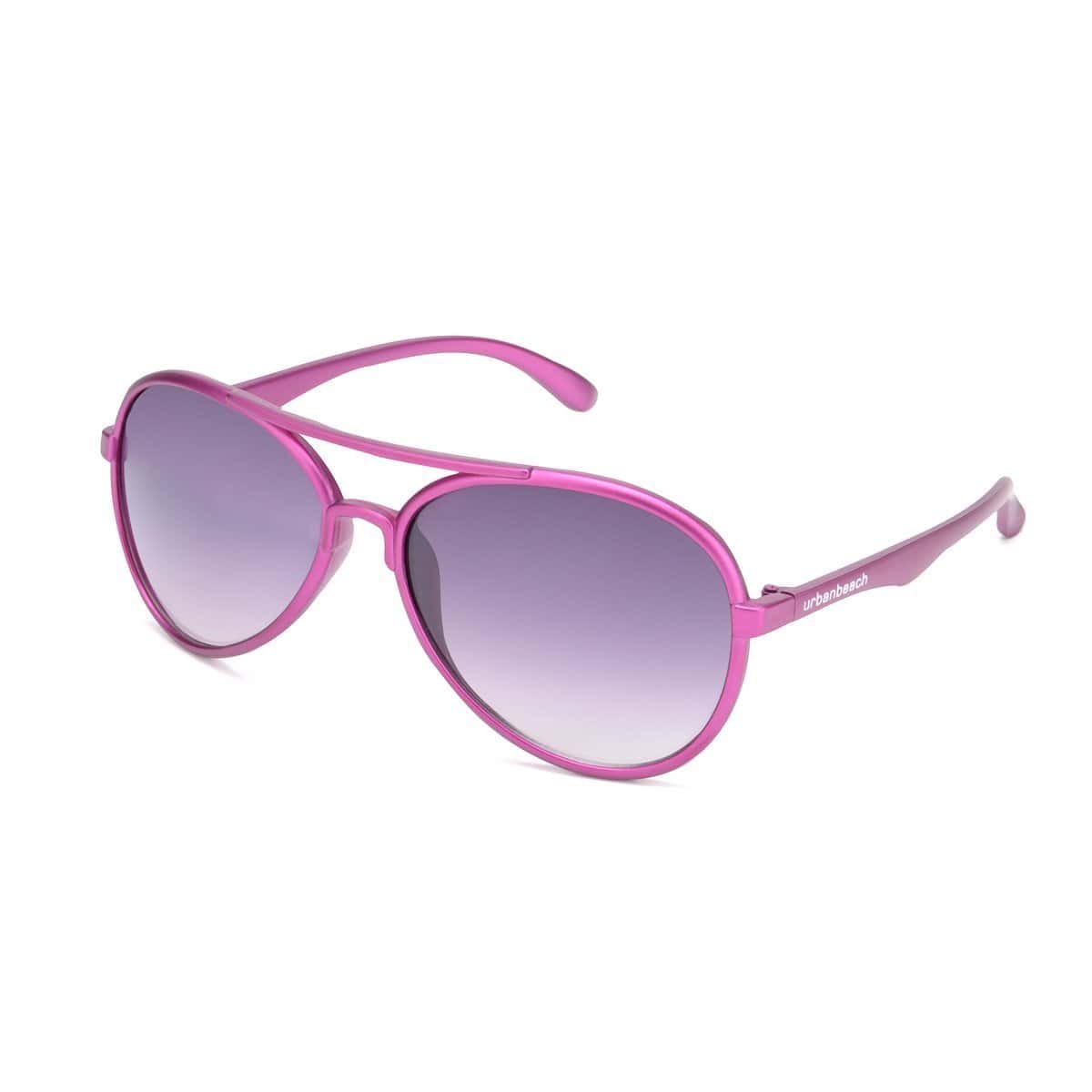 Paar roze zonnebrillen met grijze gradient glazen voor dames en kinderen.