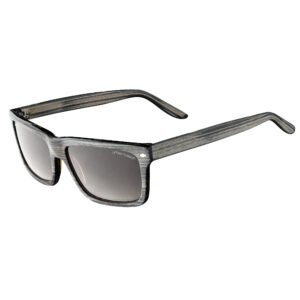 Stoere zonnebril met houten accenten en UV bescherming.