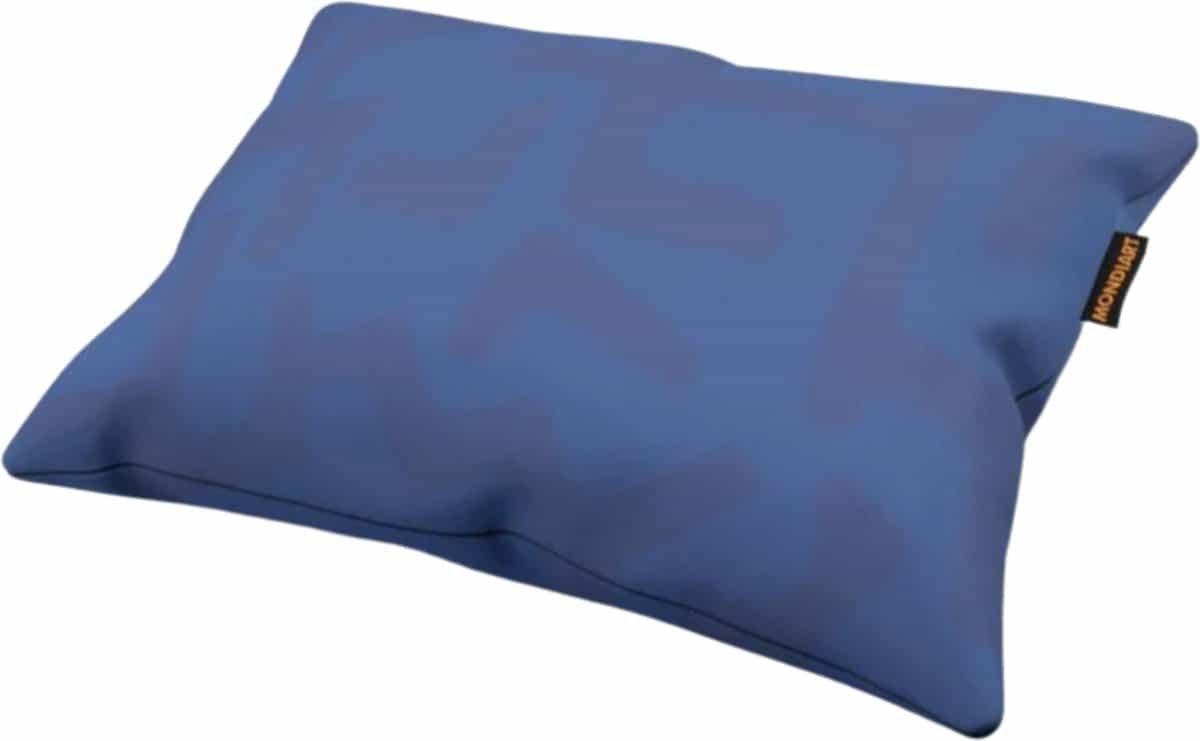Kussen voor buiten, blauwe waterbestendige zitkussen voor terras en tuin.