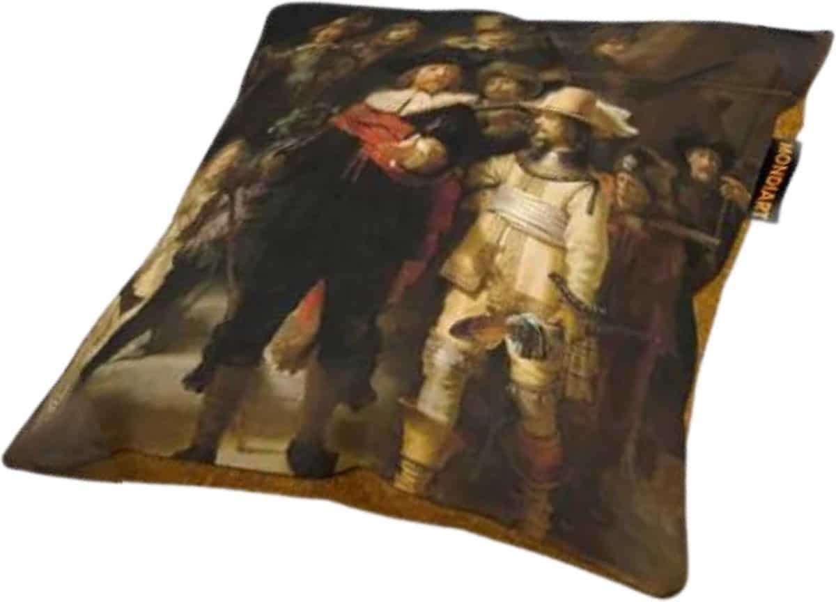 Kussen met een klassieke schilderijlijn, kleurrijk en artistiek design voor buiten en interieur.