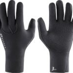 Black waterproof work gloves suitable for outdoor activities and sports.