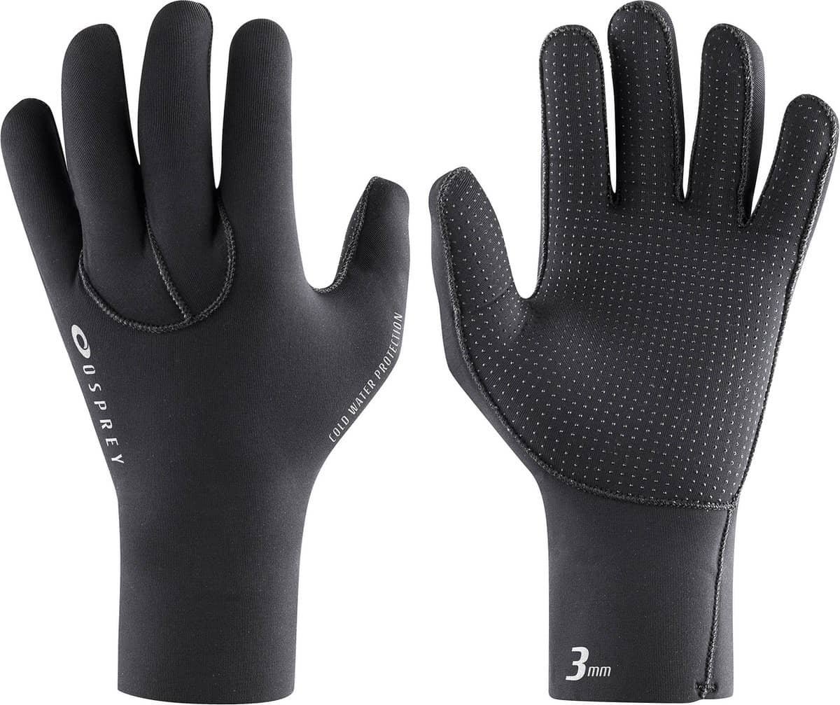 Black waterproof work gloves suitable for outdoor activities and sports.