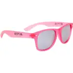 Roze skater zonnebril voor kinderen met UV-bescherming en schokbestendige glazen.