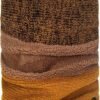Warm multifunctionele neckwarmer in earthy tones, perfect voor outdoor activiteiten.