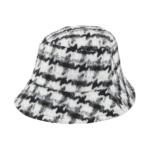 Kunstzwarte en witte tie-dye bucket hat voor outdoor en straatmode.