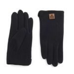 Zwarte winterhandschoenen met leren details voor buitengebruik.