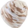 Klever beanie met beige en witte camouflage print en verstelbare pompom.