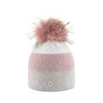Knusse damesmuts met fleece binnenkant en pompom, perfect voor koude dagen.
