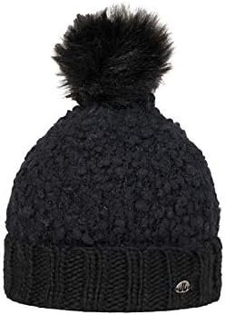 Knusse zwarte skikhit met pompon, ideaal voor buitensport en winterse avonturen.