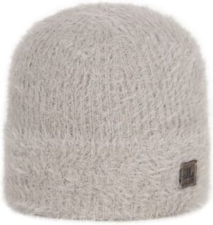 Zachte, witte fluffy poef voor buiten en binnen gebruik.