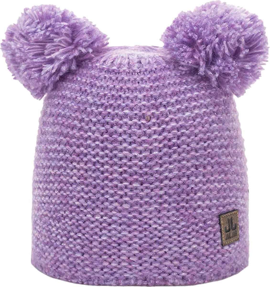 Zweefdeken met pompom details in zachte lila kleur voor buiten en binnen.