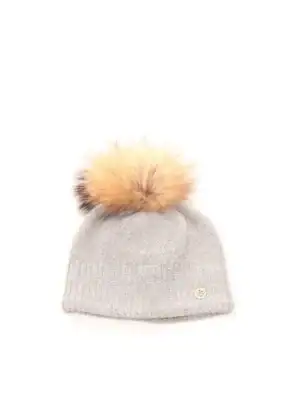 Warm wollen muts met bontkraag en pailletten decoratie voor vrouwen.