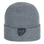 Woolen grijs gebreide muts voor buitengebruik, warm en stijlvol.
