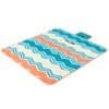 Knielood zeilmatje met vrolijk zigzag patroon in blauw, oranje en beige voor buitenactiviteiten.