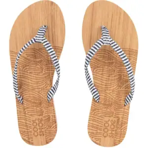 Houten slippers met striped banden, comfortabel en stijlvol voor buiten.