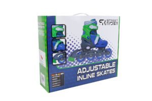 Kleurrijke verstelbare inline skates voor buiten, geschikt voor recreatief gebruik.