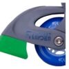 Robuuste inline skateswiel met groen en blauw kleuraccenten voor buitenplezier.