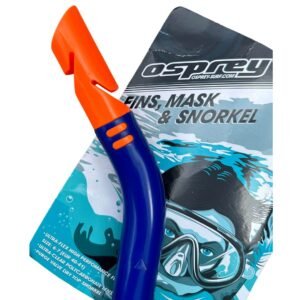 Ultrasoon snorkel met oranje en blauwe snorkelbuizen en snorkelmasker voor buitenplezier.