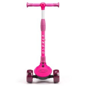 Pink kinderstepter met drie wielen voor buitenritten, ideaal voor jonge kinderen.