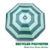 Recycelde polyester parasol in blauw en groen, gemaakt van plastic flessen.