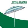 UV bestendige parasol met blauwe en groene strepen, ideaal voor buitengebruik.