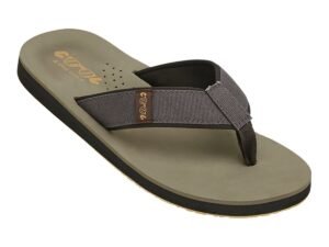 Cool Shoe Corp. Log Heren Slipper Kaki met anatomisch voetbed en gripzool