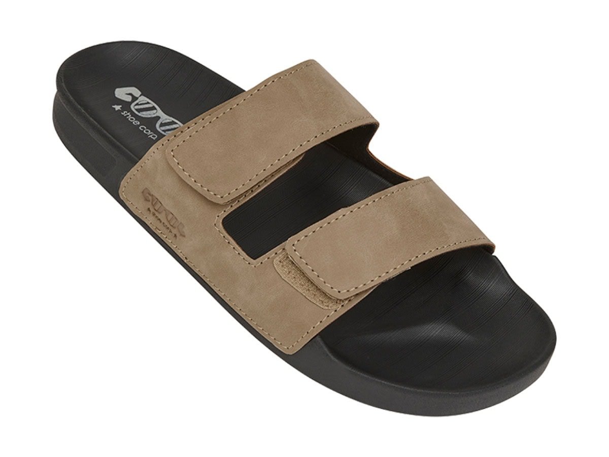 Cool Shoe Corp Chill herensandaal in tan, met dubbele EVA-demping en 33 mm waterbestendige polyurethaan band