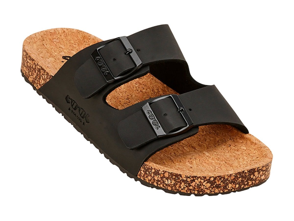 Cool Shoe Corp. Bubble Sandaal Zwart voor heren – zijaanzicht met ergonomisch voetbed en verstelbare gespen
