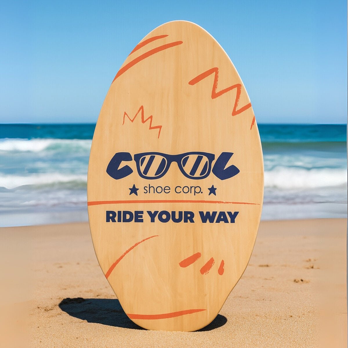 Cool Shoe Corp. Skimboard Wood on beach