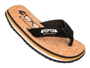 Cork slippers met zwarte band en bijpassend voering, casual en comfortabel voor buitengebruik.
